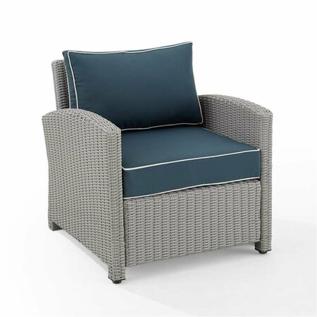 CLAUSTRO 30.50 x 35 x 32.50 in. Bradenton Outdoor Wicker Armchair, Navy & Gray CL3046436